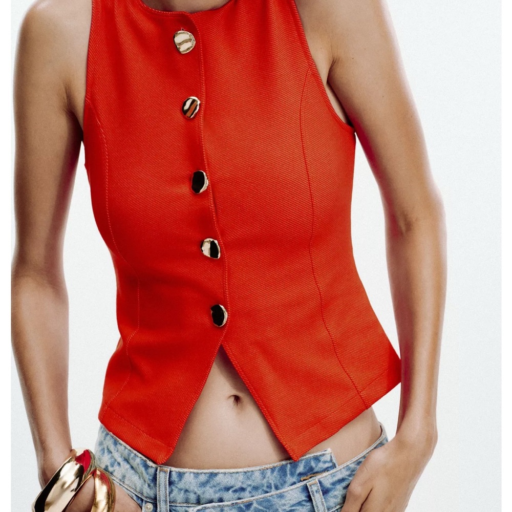 Zara Vibrant Red Sleeveless Vest
